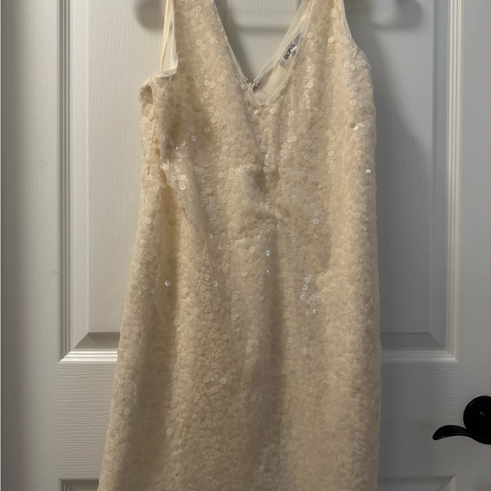BCBGeneration White/Cream Sequin Dress